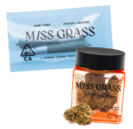 cannabis education page for pure blossom showing an image of an eighth of Miss Grass and a pack of pre-rolls